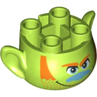 Minifig Head Special, with Ears and 4 Studs on Top, with Blue Nose, Orange Sideburns and Stubble Print (Hickory)