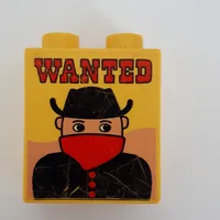 Duplo Brick 1 x 2 x 2 with Wanted Poster Print