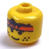 Pen Bead, Round Large, Curved Edges / Cylinder with Minifig Head with Red Bandana Print