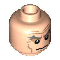 Minifig Head Magneto, Dual Sided, Gray Eyebrows, Wrinkles and Cheek Lines, Frown / Angry Print [Hollow Stud]