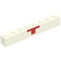 Brick 1 x 8 with Red Cross Lower Half Print