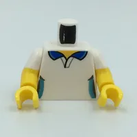 Torso, Dual Molded Arms, Shirt, Dark Blue Collar, Dark Turquoise Sided print, White Sleeves Pattern, Yellow Arms and Hands