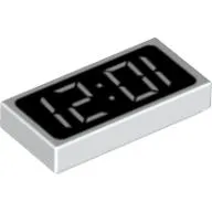 Tile 1 x 2 with Digital Clock Print - '12:01' or '10:21'