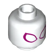 Minifig Head Ghost Spider (Spider-Man), Large White Eyes with Magenta Outline Print