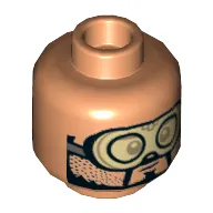 Minifig Head Bodhi Rook, Black Goggles and Frown / Smile without Goggles Print