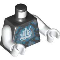 Torso Blue and White Ice / Energy and Asian Character Print, White Arms and Hands