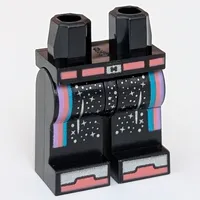 Hips and Black Legs with Coral Belt, Lavender/Coral/Dark Turquoise Stripes, Silver Toes print