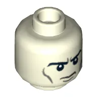 Minifig Head Extremis Soldier, Dual Sided, Eyebrows, Gray Wrinkles, Determined / Angry with Red Eyes and Protruding Veins Print [Hollow Stud]
