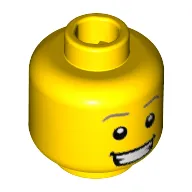 Minifig Head Dog Show Winner, Dark Tan Eyebrows, White Pupils, Open Smile with Teeth Print [Hollow Stud]