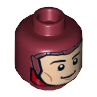 Minifig Head The Flash, Balaclava, Light Nougat Face, Open Mouth Smile / Closed Mouth Smile Print