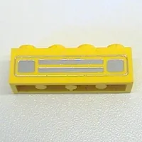 Brick 1 x 4 with Bottom Tubes, Lowered Center Cross Support with Chrome Silver Car Grill Print [Undetermined]