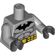 Torso Batman Logo with Muscles and Yellow Belt Print, Light Bluish Gray Arms, Black Hands