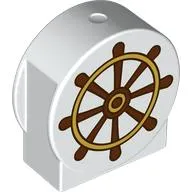 Duplo Brick 1 x 3 x 2 Round Top, Cut with Steering Wheel print