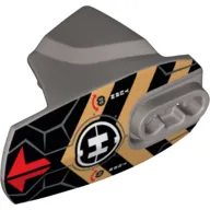 Large Figure Limb Cover, Size 5, Armor with Ball Joint Socket with Red Arrows, Black and Gold Chevrons, and Hero Factory Logo Print