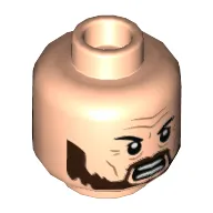 Minifig Head Sirius Black, Forehead Lines, Dark Brown Beard, Angry Open Mouth / Closed Mouth Print