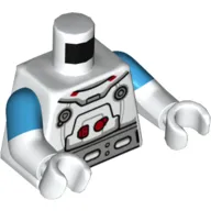 Torso, Dual Molded Arms, Spacesuit, Silver Belt, Red Buttons, Light Bluish Gray Trim Print, Dark Azure Sleeves Pattern, White Arms and Hands