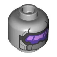 Minifig Head Hydra Trooper, Dark Purple/Silver Visor, Lavender Shine, Silver Strap