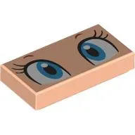 Tile 1 x 2 with White/Azure Eyes, Black Eyelashes print