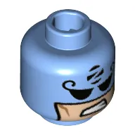 Minifig Head Zodiac Master, Black Eyes, 'Z' in Black Circle, Light Nougat Face, Sneer Print