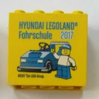 Brick 2 x 4 x 3 with 'HYUNDAI LEGOLAND Fahrschule 2017' Print