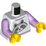 Torso, Shirt with Raccoon print, Lavender Arms, Yellow Hands