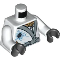 Torso Robe with Silver Sash and Ice Power Emblem Print, White Arms, Black Hands