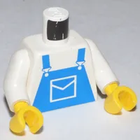 Torso Overalls / Dungarees, Blue Print, White Arms, Yellow Hands