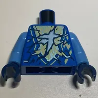 Torso Robes, Medium Yellow Lightning, White Asian Symbol print, Blue Arms, Dark Blue Hands