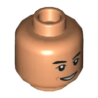 Minifig Head Dr Wu, Thick Eyebrows, Mouth and Chin Dimple, Open Smile / Raised Eyebrow Print