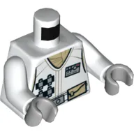 Torso Vest, Utility Belt, Pockets, ID Badge, Tan Scarf Print (Hoth Rebel), White Arms, Light Bluish Gray Hands