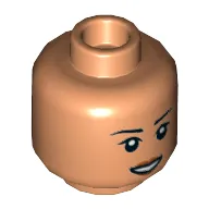 Minifig Head Cho Chang, Eyebrows, Small Smile Showing Teeth / Worried Print