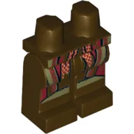 Hips and Dark Brown Legs with Olive Green, Dark Red, and Gold Clothing Print