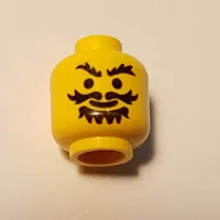 Minifig Head Knight, Moustache Wavy, Goatee and Bushy Eyebrows Print [Blocked Open Stud]