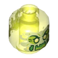 Minifig Head Ghost, with Yellowish Green Face, Yellow Eyes, Open Mouth Print
