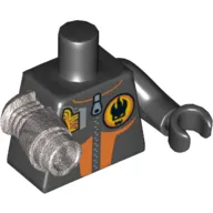 Torso Wetsuit with Zipper and Agents Villain Logo Print, Black Left Arm and Hand, Metallic Silver Mech Right Arm