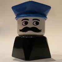 Duplo 2 x 2 x 2 Figure Brick Early, Police Hat Blue, Moustache Print