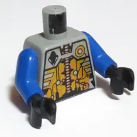 Torso UFO Silver and Gold Circuitry Print, Blue Arms, Black Hands