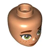 Minidoll Head, Reddish Brown Eyebrows, Olive Green Eyes, Peach Lips, Closed Mouth, Freckles