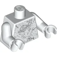 Torso Classic Space Logo with Marbling and Cracks Print, White Arms and Hands