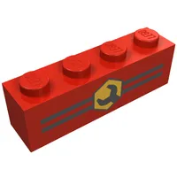 Brick 1 x 4 with Bottom Tubes, Lowered Center Cross Support with Stripes and Wrench Print