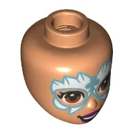 Minidoll Head Dark Orange Eyes, White/Silver Mask print