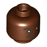 Minifig Head Lando Calrissian, Black Eyebrows, Mustache, Raised Eyebrow/Scared Tight Open Mouth