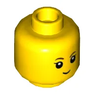 Minifig Head Ava, Brown Eyebrows, Eyelashes, Slight Smile Print [Hollow Stud]