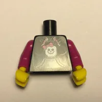 Torso Hoodie with Pocket, Drawstring and Minifig Skull Print, Magenta Arms, Yellow Hands - Back print