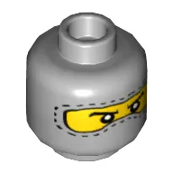 Minifig Head Specs / Astronaut, Balaclava with Eyes Hole Stitching Trim, Nose Hump, White Pupils Print [Blocked Open Stud]