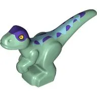 Animal, Dinosaur, Raptor, Baby, Medium Azure Top, Dark Purple Spots Print