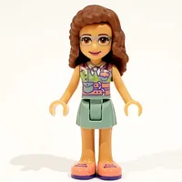 Olivia - Dark Pink Top, Sand Green Skirt, Reddish Brown Hair