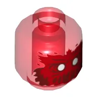 Minifig Head Ghost Axel Chops, with Red Face, White Eyes, Slime Mouth Print