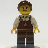 Barista, Woman, White Torso, Reddish Brown Apron, Reddish Brown Hair, Glasses