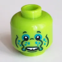 Minifig Head Alien, Dark Turquoise Eyeshadow, Spots, Dark Green Tentacles for Nose, Lines print